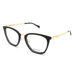 Armação de Óculos de Grau  Feminina Hickmann HI1070B Gatinho Preto com Dourado