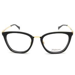 Armação de Óculos de Grau  Feminina Hickmann HI1070B Gatinho Preto com Dourado