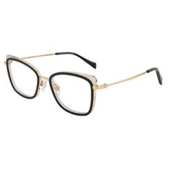 Armação de Óculos de Grau  Feminina Hickmann HI1127 Quadrado Preto com Dourado
