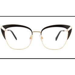 Armação de Óculos de Grau  Feminina Hickmann HI2009 Gatinho Dourado com Preto