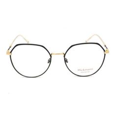 Armação de Óculos de Grau  Feminina Hickmann HI10001 Hexagonal Preto com Dourado