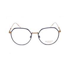 Armação de Óculos de Grau  Feminina Hickmann HI10001 Hexagonal Preto com Cobre