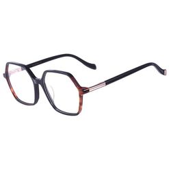 Armação de Óculos de Grau  Feminina Hickmann HI60009 Hexagonal Preto Mesclado