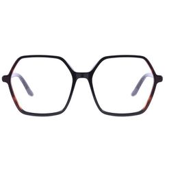 Armação de Óculos de Grau  Feminina Hickmann HI60009 Hexagonal Preto Mesclado