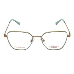 Armação de Óculos de Grau  Feminina Hickmann HI1140N Hexagonal Dourado com Azul