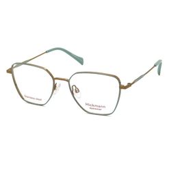Armação de Óculos de Grau  Feminina Hickmann HI1140N Hexagonal Dourado com Azul