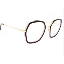 Armação de Óculos de Grau  Feminina Hickmann HI60005 Oversized Preto com Dourado