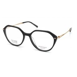 Armação de Óculos de Grau  Feminina Hickmann HI6178 Oval Preto com Dourado