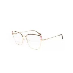 Armação de Óculos de Grau  Feminina Hickmann HI10006 Gatinho Marrom com Vermelho