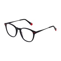 Armação de Óculos de Grau Dii Collection, modelo 5512, cor Preto com Vermelho, tamanho 54
