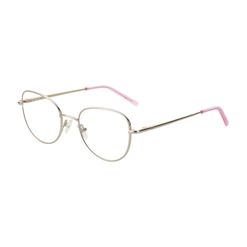 Armação de Óculos de Grau Dnz, modelo 1 7010, cor Prata e rosa, tamanho 49