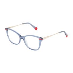 Armação de Óculos de Grau Dii Collection, modelo 5513, cor Azul Translúcido com Vermelho, tamanho 54
