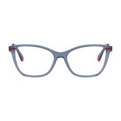 Armação de Óculos de Grau Dii Collection, modelo 5513, cor Azul Translúcido com Vermelho, tamanho 54