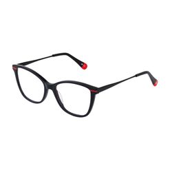 Armação de Óculos de Grau Dii Collection, modelo 5513, cor Preto com Vermelho, tamanho 54