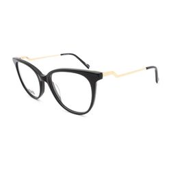 Armação de Óculos de Grau Feminina Evoke Retrô EVK RX62 Cor Preto e Dourado