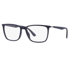 Armação de Óculos de Grau Masculino Ray Ban Retangular RX7219L cor Azul Marinho