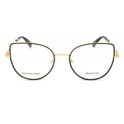Armação de Óculos de Grau  Feminina Hickmann HI1130N Gatinho Preto com Dourado