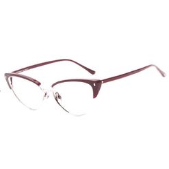 Armação de Óculos de Grau  Feminina Hickmann HI2006 Gatinho Marrom
