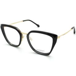 Armação de Óculos de Grau  Feminina Hickmann AH6378 Oversized Preto com Dourado