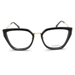 Armação de Óculos de Grau  Feminina Hickmann AH6378 Oversized Preto com Dourado