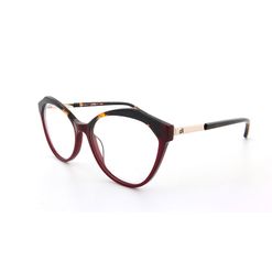 Armação de Óculos de Grau Dii Collection, modelo 1 9005, cor Bordô com Demi Marrom, tamanho 55