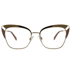Armação de Óculos de Grau  Feminina Hickmann HI60000 Gatinho Marrom
