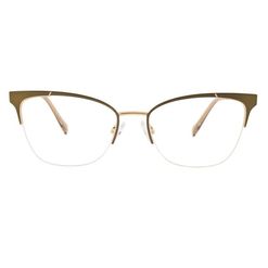 Armação de Óculos de Grau  Feminina Hickmann HI1093 Gatinho Dourado com Marrom