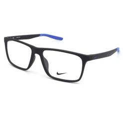 Armação de Óculos de Grau Unissex Nike Quadrado 7116 Cor Cinza e Azul