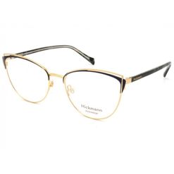 Armação de Óculos de Grau  Feminina Hickmann HI10031 Gatinho Dourado com Preto