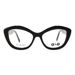Armação de Óculos de Grau Ono, modelo ON0013, cor Preto com Tortoise, tamanho 55