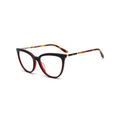 Armação de Óculos de Grau Dii Collection, modelo 1 9004, cor Preto com Vermelho e Demi Marrom, tamanho 54