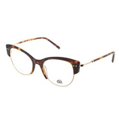 Armação de Óculos de Grau Dii Collection, modelo 1 7021, cor Demi Marrom com Metal Dourado, tamanho 53