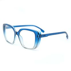Armação de Óculos de Grau Ono, Bacutia, modelo 0009, cor Azul Translúcido Degradê, tamanho 54