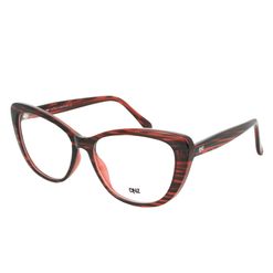 Armação de Óculos de Grau Dnz, modelo 1 4207, cor Vermelho Rajado, tamanho 56