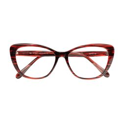 Armação de Óculos de Grau Dnz, modelo 1 4207, cor Vermelho Rajado, tamanho 56