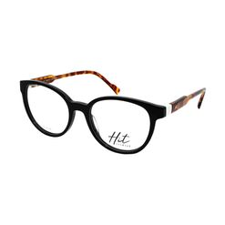 Armação de Óculos de Grau Hit, modelo 1 4037, cor Preto com Mármore Marrom, tamanho 51