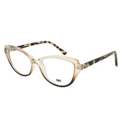 Armação de Óculos de Grau Dnz, modelo 1 4004, cor Marrom Cristal, tamanho 53