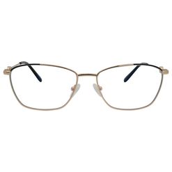 Armação de Óculos de Grau Hit, modelo 1 4121, cor Dourado com Preto, tamanho 57