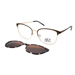 Óculos Clipon Hit, modelo 1 4292, cor Dourado com Marrom, tamanho 55