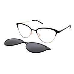 Óculos Clipon Hit, modelo 1 4293, cor Preto com Dourado, tamanho 53