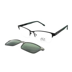 Armação de Óculos de Grau Hit, modelo 2 4275, cor Verde com Preto, tamanho 60