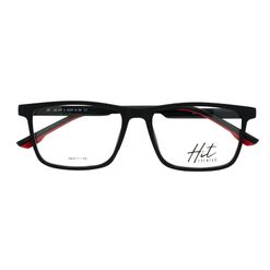 Armação de Óculos de Grau Hit, modelo 2 4039, cor Preto com Vermelho, tamanho 56