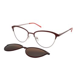 Óculos Clipon Hit, modelo 1 4293, cor Bordô com Rose, tamanho 53