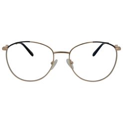 Armação de Óculos de Grau Hit, modelo 1 4120, cor Dourado com Preto, tamanho 56