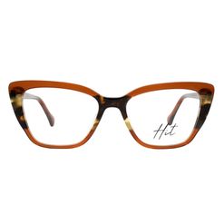 Armação de Óculos de Grau Hit, modelo 1 4047, cor Terracota com Demi Amarelo