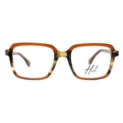 Armação de Óculos de Grau Feminina Hit Quadrado 4046 Cor Terracota com Demi Amarelo