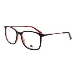 Armação de Óculos de Grau Masculino Dii Collection Quadrado 4060 Cor Preto com Vermelho
