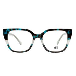 Armação de Óculos de Grau Feminina Dii Collection Gatinho 4071 Cor Cinza Cristal com Demi Azul