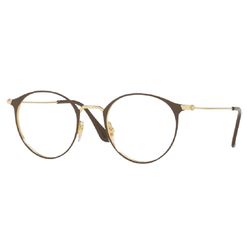 Armação de Óculos de Grau Ray Ban, modelo RX6378, cor Marrom e Dourado, tamanho 49