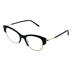 Armação de Óculos de Grau Dii Collection, modelo 1 7021, cor Preto com Metal Dourado, tamanho 53